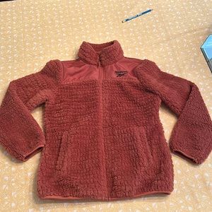 Reebok Girls Red Fuzzy Full Zip Fleece Jacket Size M 10/12